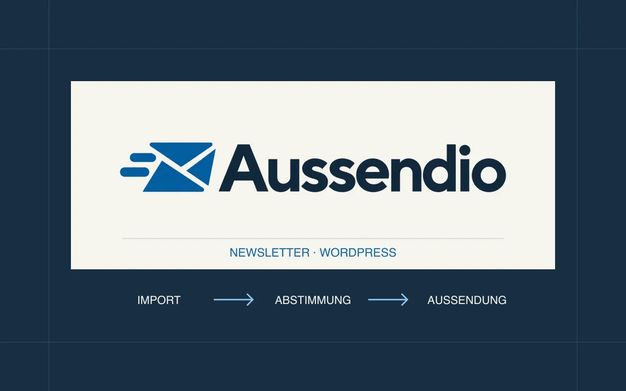 Produktgrafik von Aussendio, dem Newsletter-System für WordPress.
