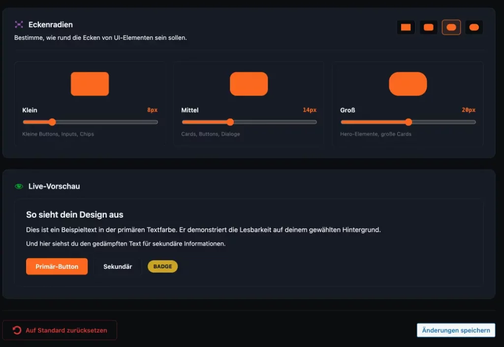 Mit wenigen Klicks das Look & Feel der Seite anpasse